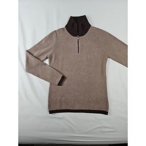 Golfino Brown 1/4 Zip Sweater Pullover Rhinestone Bling Women's Size 10